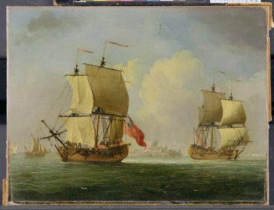 Un sloop anglais et une frégate par une légère brise - Francis Swaine